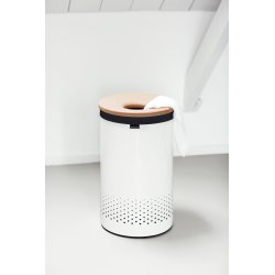 Brabantia Vasketøjskurv, 60 L, hvid m/kork låg