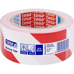 tesa Markeringstejp permanent 50 mm, röd/vit