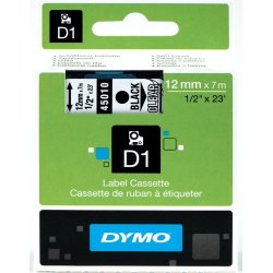Dymo D1 labeltape 12mm, sort på klar