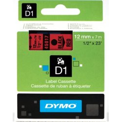 Dymo D1 labeltape 12mm, sort på rød