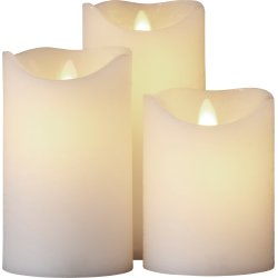 Sara LED vokslys, Hvid, 3 stk.
