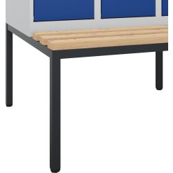CP garderobeskab, 2x1 rum, Bænk, hængelås, Grå/Blå