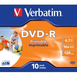 Verbatim DVD-R 4,7GB printable, 10 stk