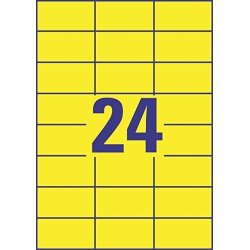 Avery 3451 farvede etiketter, 70 x 37mm, gul