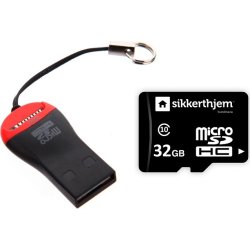 32GB microSD + USB adapter til SikkertHjem Kamera