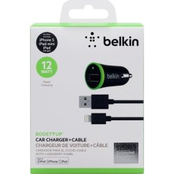 Belkin Biloplader 12W, 2.4A, inkl lightning-kabel