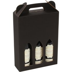 Vinkartong 3 flaskor Wellpapp Svart