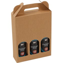 Presentask för öl, 3 flaskor, brun