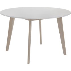 Copenhagen kantinebord, Ø120 cm. Hvid/Eg whitewash