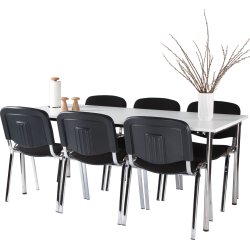 Casa Basic kantinesæt m. 6 stole og bord 180x80 cm