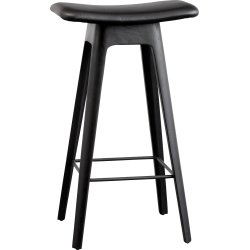HC1 Barstol, Sort med læder sæde, H 67 cm