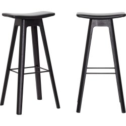 HC1 Barstol, Sort med læder sæde, H 67 cm
