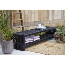 Plus Trallebænk m. hylde, Sort, L 218 cm