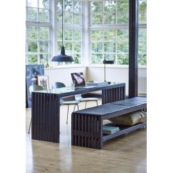 Plus Trallebænk m. hylde, Sort, L 218 cm