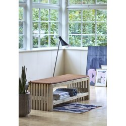 Plus Trallebænk m. hylde, Drivtømmer, L 138 cm