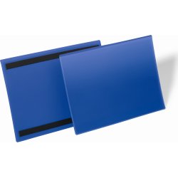 Durable Lagerlommer m/magnet, A4 tværformat, blå
