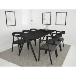 NOFU mødebord, Massivt asketræ sort, 180x85 cm