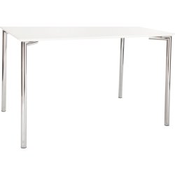 Square kantinebord 120x80 cm. hvid melamin/krom