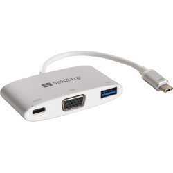 Sandberg USB-C til VGA+USB, hvid