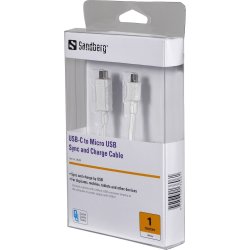 Sandberg USB-C til Micro USB kabel, hvid (1m)