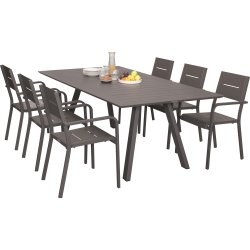 Outdoor Havemøbelsæt i aluminium, 6 pers.