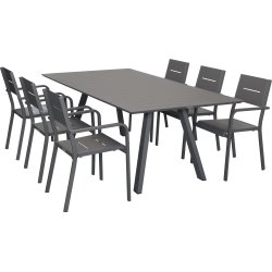 Outdoor Havemøbelsæt i aluminium, 6 pers.