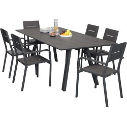 Outdoor Havemøbelsæt i aluminium, 6 pers.