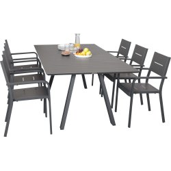 Outdoor Havemøbelsæt i aluminium, 6 pers.