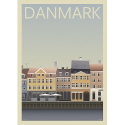 Danmark Nyhavn, 50x70 cm, inkl. sort ramme