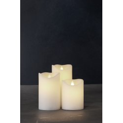 Sara LED vokslys, H10/12,5/15 cm, hvid, 3 stk.