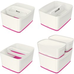 Leitz MyBox Opbevaringsboks Large, hvid/pink