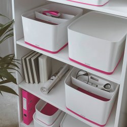 Leitz MyBox Opbevaringsboks Large, hvid/pink