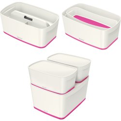 Leitz MyBox Opbevaringsboks Small, hvid/pink