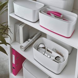 Leitz MyBox Opbevaringsboks Small, hvid/pink
