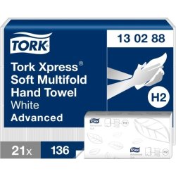 Tork H2 Xpress Advanced Håndklædeark, 4-fold,21 pk