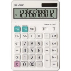 Sharp EL-340W kalkylator, 12-siffrig, vit