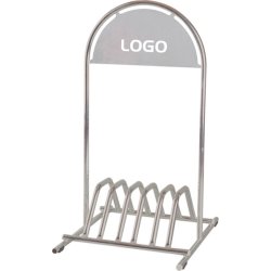 Cykelställ med logotypplatta, 58x120x72cm, Silver