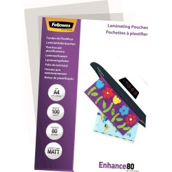 Fellowes Enhance 80 mic A4 Lamineringslomme, mat