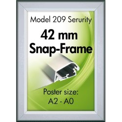 Alu Plakatramme, Security Snap-frame, A2, Sølv