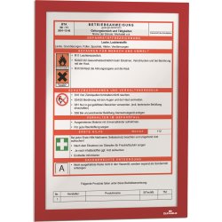 Durable Selvklæbende Inforamme A4, rød, 2 stk.