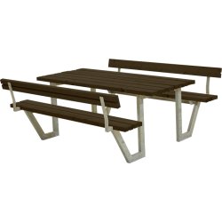 Plus Wega bänkset med ryggstöd, Svart, 177 cm