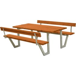 Plus Wega bänkset med ryggstöd, Teak, 177 cm