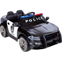 EL-drevet Azeno Politibil til børn, 12V, Sort