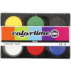 Colortime Vandfarve Sæt, 6 farver