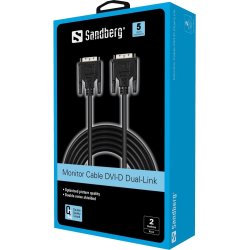 Sandberg DVI-D Kabel, sort, 2 meter