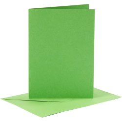 Brevkort og kuverter, 6 sæt, grøn