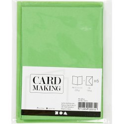 Brevkort og kuverter, 6 sæt, grøn