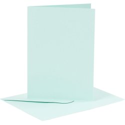 Brevkort og kuverter, 6 sæt, lyseblå