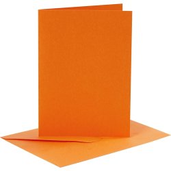 Brevkort og kuverter, 6 sæt, orange
