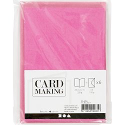 Brevkort og kuverter, 6 sæt, pink